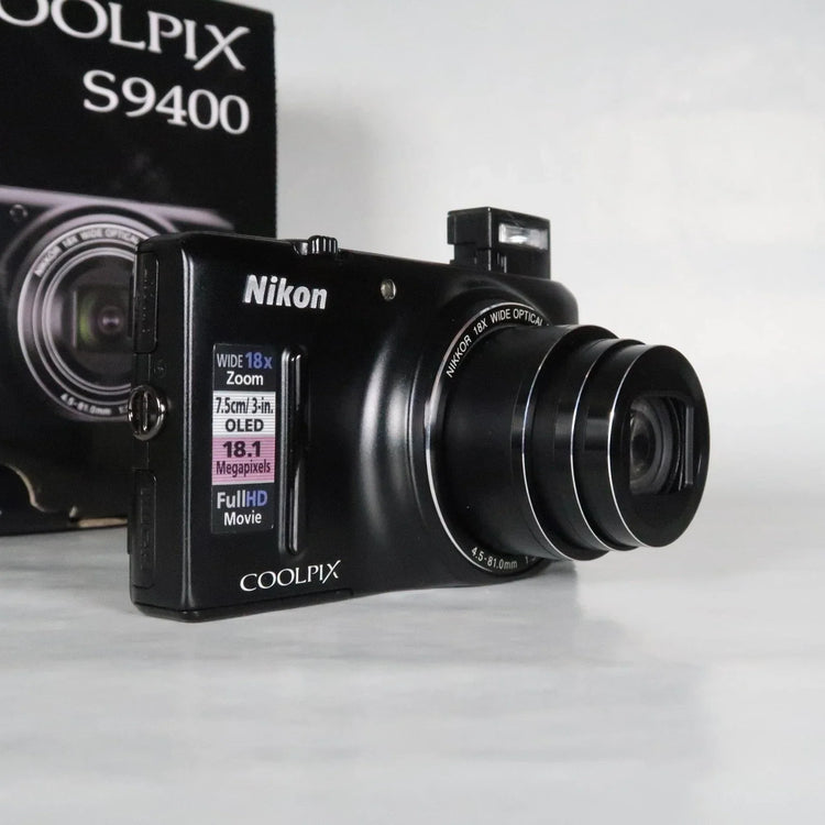 NIKON Coolpix S9400 Digital Camera Black 18.1 MP 18x, Case, SD Card, Boxed