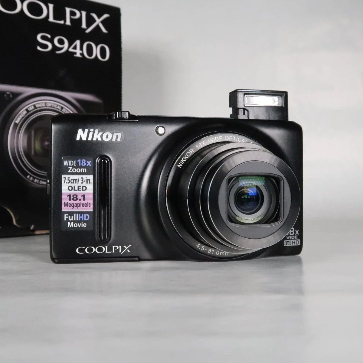 NIKON Coolpix S9400 Digital Camera Black 18.1 MP 18x, Case, SD Card, Boxed